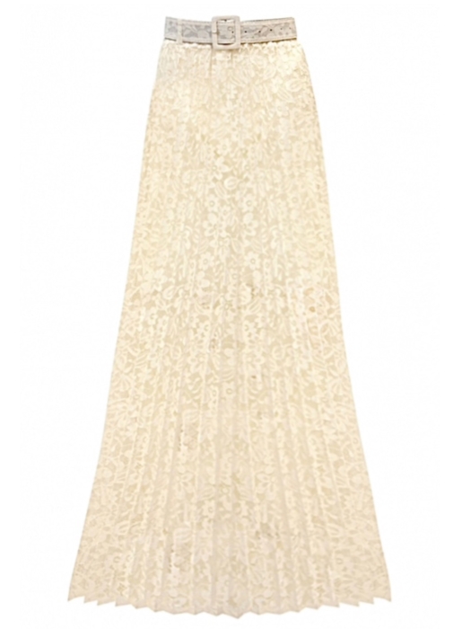 Юбка "Меллани" молочная, кружево, плиссе (100 см)