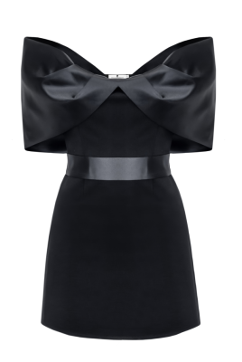 Платье "Шантэль" черное, мини, декорировано черным бантом