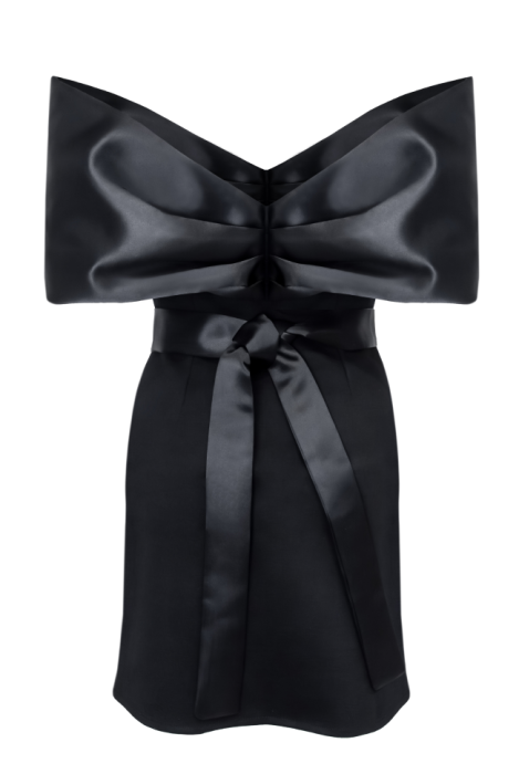 Платье "Шантэль" черное, мини, декорировано черным бантом