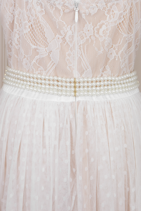 Платье "Мелиза" белое, кружево, фатин, миди