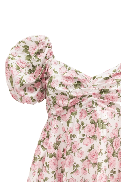Платье "Мия" молочное, принт розы, мини