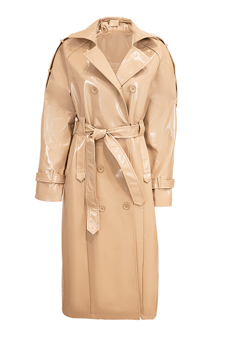 Тренч "Федерикo" бежевый, эко-кожа лак
