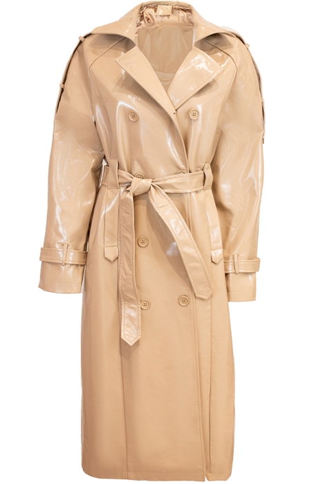 Тренч "Федерикo" бежевый, эко-кожа лак