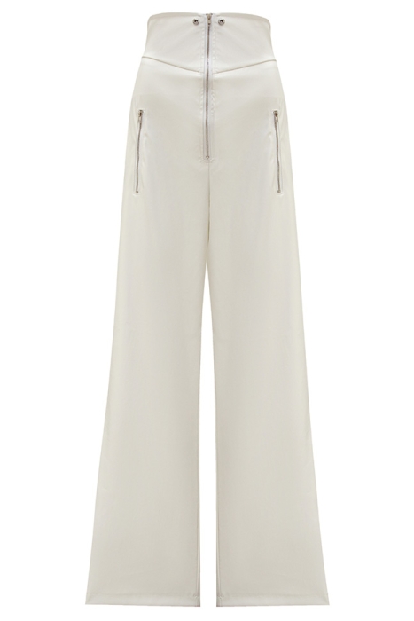 Брюки "Уильям" белые, эко-кожа, палаццо, на молнии