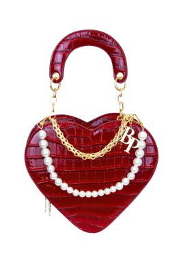 Сумка "Сердце" красная, имитация кожи крокодила