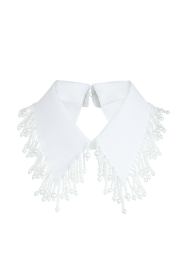 Воротник ручной работы с бахромой, белый