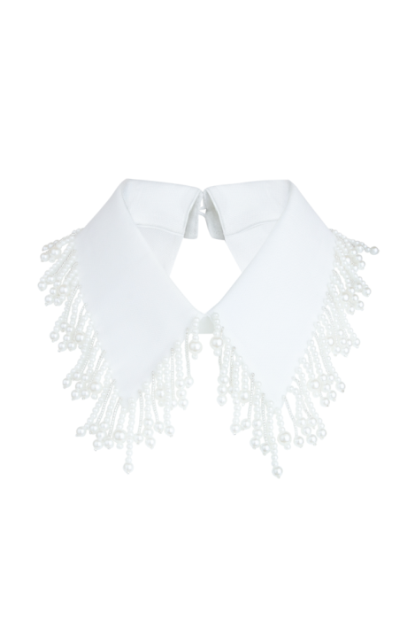 Воротник ручной работы с бахромой, белый