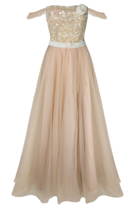 Платье "Рафаэль" корсетное, нюдовое, бежевое, вышивка, на завязках, макси