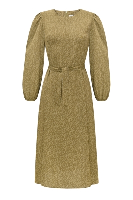 Платье "Элена" оливковое, принт цветы, РОСТ 165