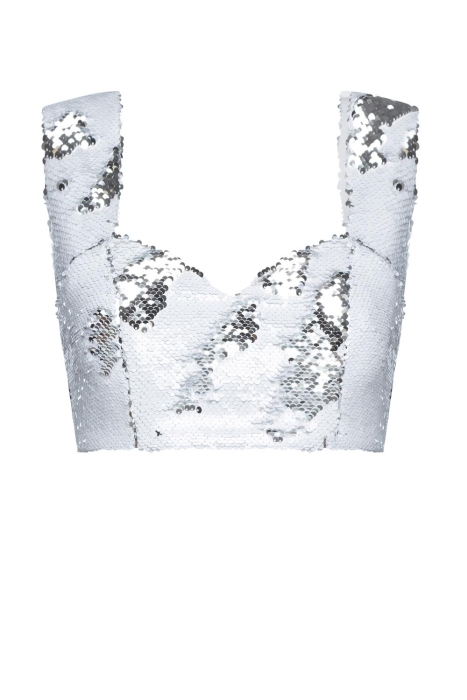 Топ "Эмбер" бело-серебристый, пайетки 