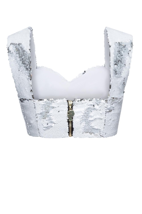 Топ "Эмбер" бело-серебристый, пайетки 