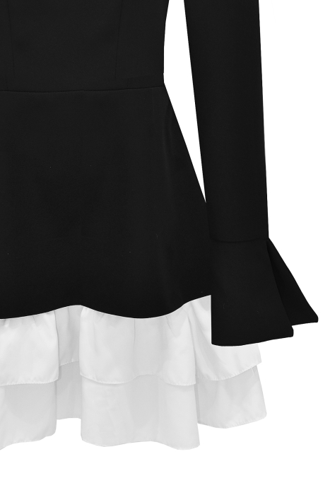 Платье "Элли" черное, белый подол (без пуговиц)
