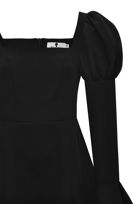 Платье "Элли" черное, белый подол (без пуговиц)