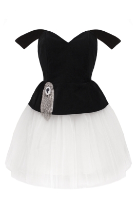 Комплект "Марита" черный, бархат с белым фатином