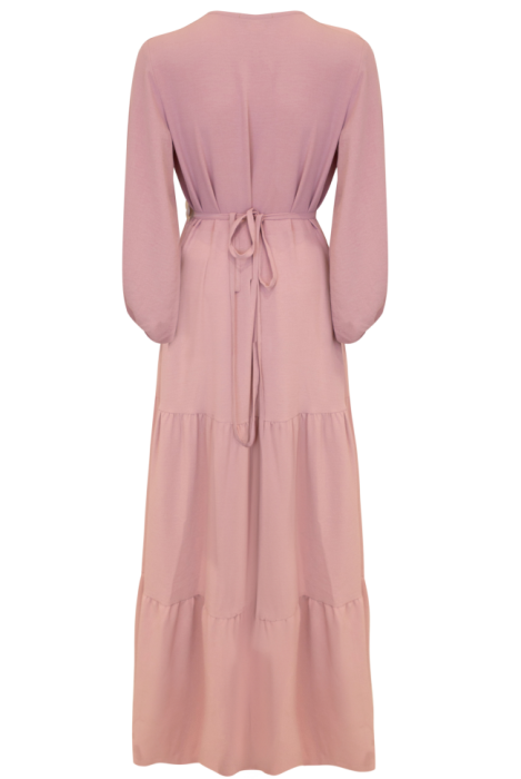 Платье - Халат "Татин" Пудровый ,На Распах,Макси + Цветок