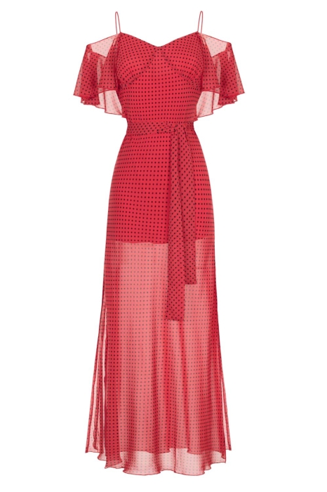 Платье "Виолетта" красное, черный горох