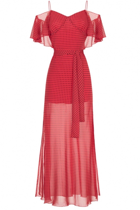 Платье "Виолетта" красное, черный горох