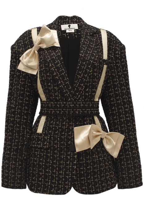 Пиджак - жакет "Адажио" черный, твид с люрексом (золото)