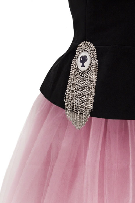 Комплект "Марита" черный, бархат с розовым фатином