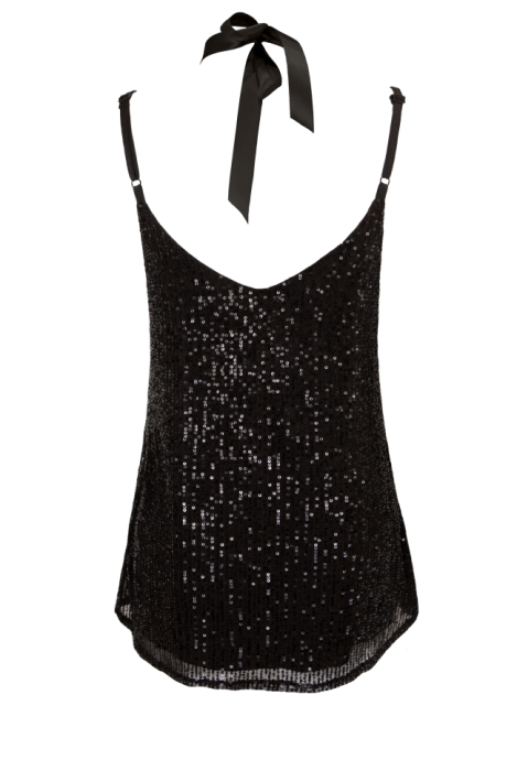 Топ "Кензи" черный, черные пайетки, на лямках