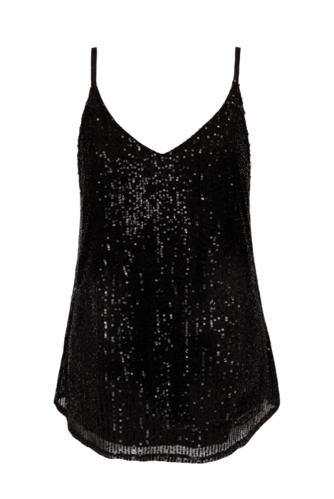 Топ "Кензи" черный, черные пайетки, на лямках