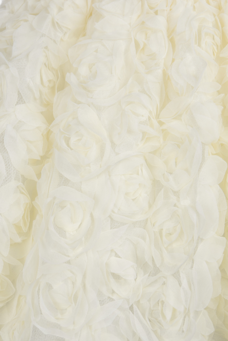 Платье "Монте" мини, пышное, молочное, объемные розы