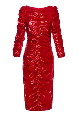Платье "Терри" красное, бархат ламе