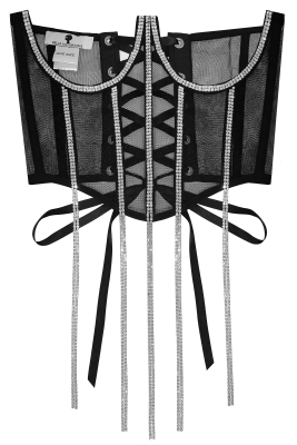 Пояс - корсет "Ангелика" черный, с серебристыми стразами