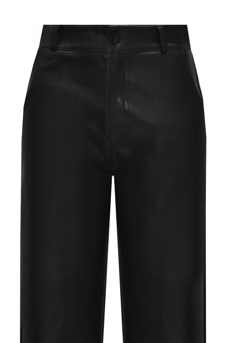 Брюки "Стенли" кожаные, черные, эко-кожа, высокая талия