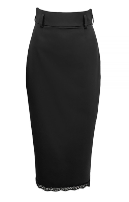 Юбка "Лира" черная, с кружевом, миди