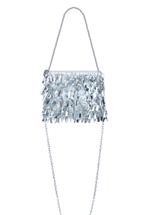 Сумка "Берти" серая, прямоугольные серебристые пайетки