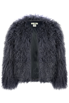 Шуба (полушубок) "Лорель" графит, мех лама (натуральный) 60 см