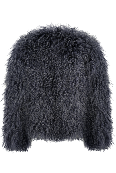 Шуба (полушубок) "Лорель" графит, мех лама (натуральный) 60 см