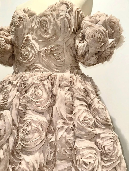 Корсетное Платье "Андрэ", Мини, Пышное, Объемные розы, Нюдовое