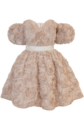 Корсетное Платье "Андрэ", Мини, Пышное, Объемные розы, Нюдовое