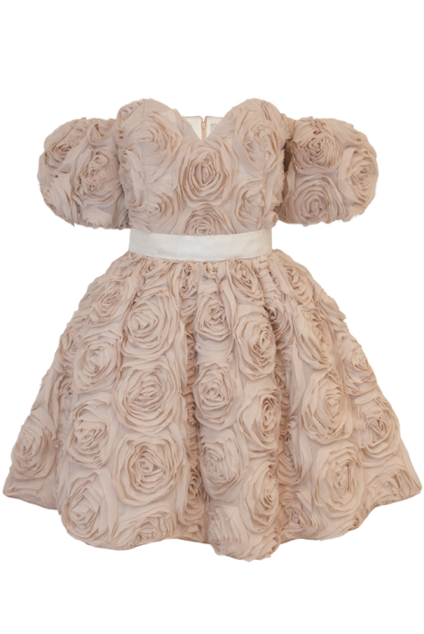 Корсетное Платье "Андрэ", Мини, Пышное, Объемные розы, Нюдовое