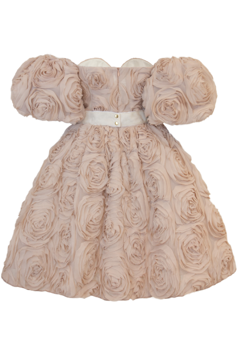 Корсетное Платье "Андрэ", Мини, Пышное, Объемные розы, Нюдовое