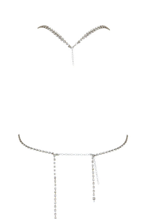 Топ - бюстье, серебристый, из страз