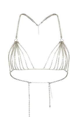 Топ - бюстье, серебристый, из страз
