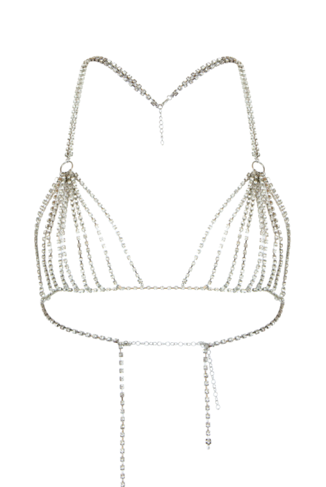 Топ - бюстье, серебристый, из страз