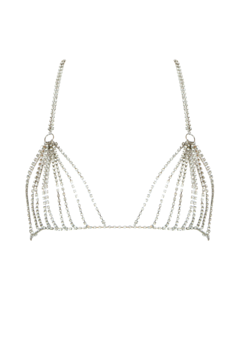 Топ - бюстье, серебристый, из страз