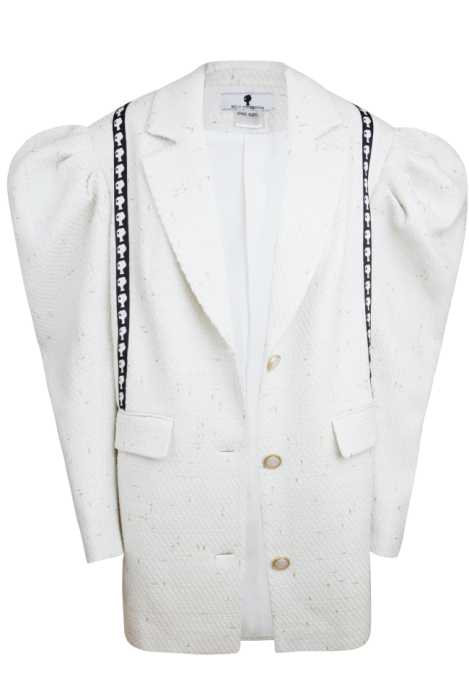 Пиджак - жакет "Дениэлс" белый, твид с люрексом (золото)