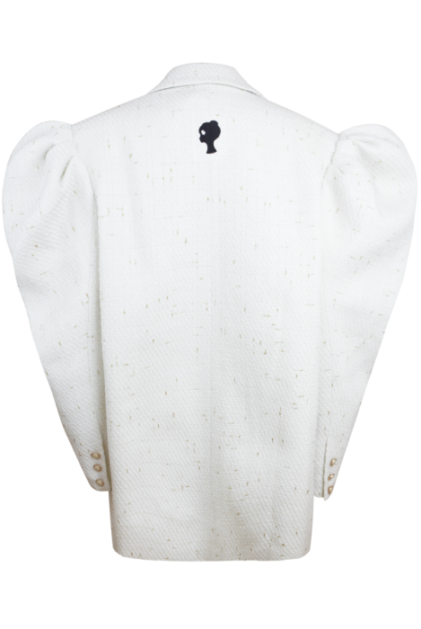 Пиджак - жакет "Дениэлс" белый, твид с люрексом (золото)