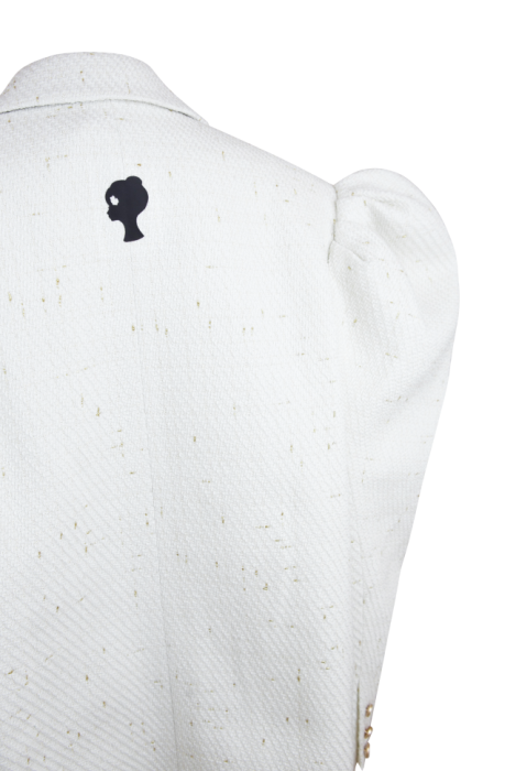 Пиджак - жакет "Дениэлс" белый, твид с люрексом (золото)