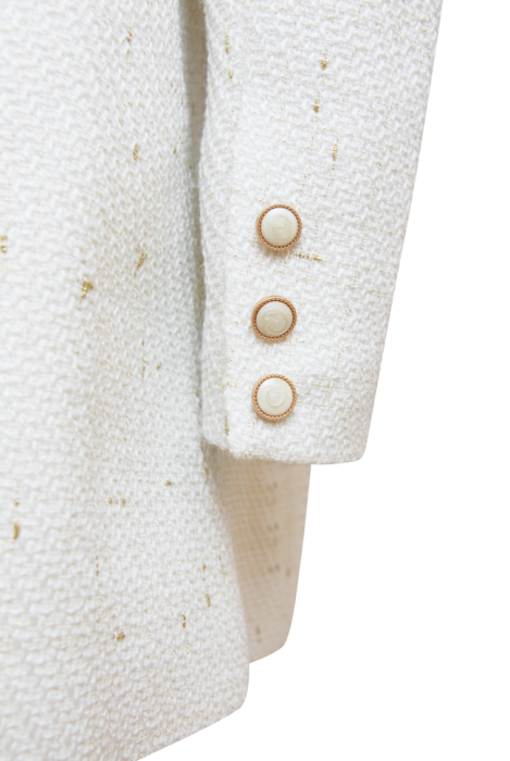 Пиджак - жакет "Дениэлс" белый, твид с люрексом (золото)