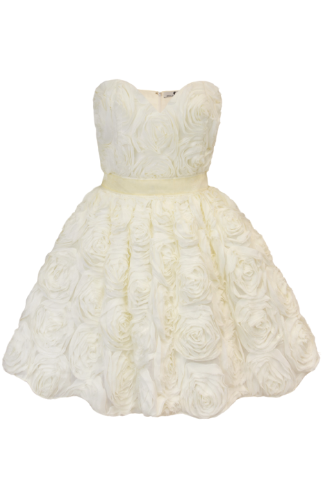 Платье "Андрэ", Мини, Пышное, Объемные розы, Молочное