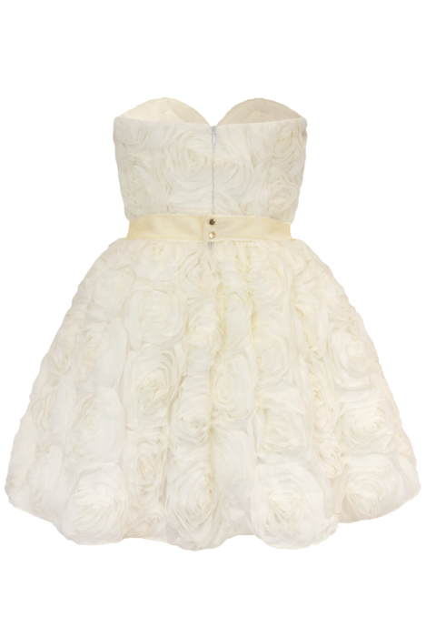 Платье "Андрэ", Мини, Пышное, Объемные розы, Молочное