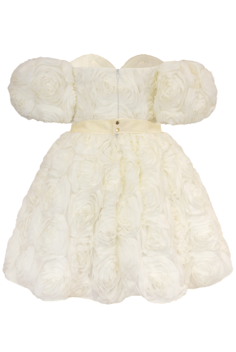 Платье "Андрэ", Мини, Пышное, Объемные розы, Молочное