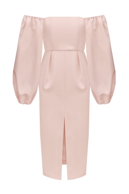 Платье "Милана" пудровое (розовое), миди