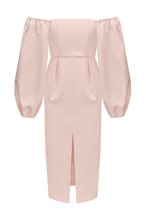 Платье "Милана" пудровое (розовое), миди